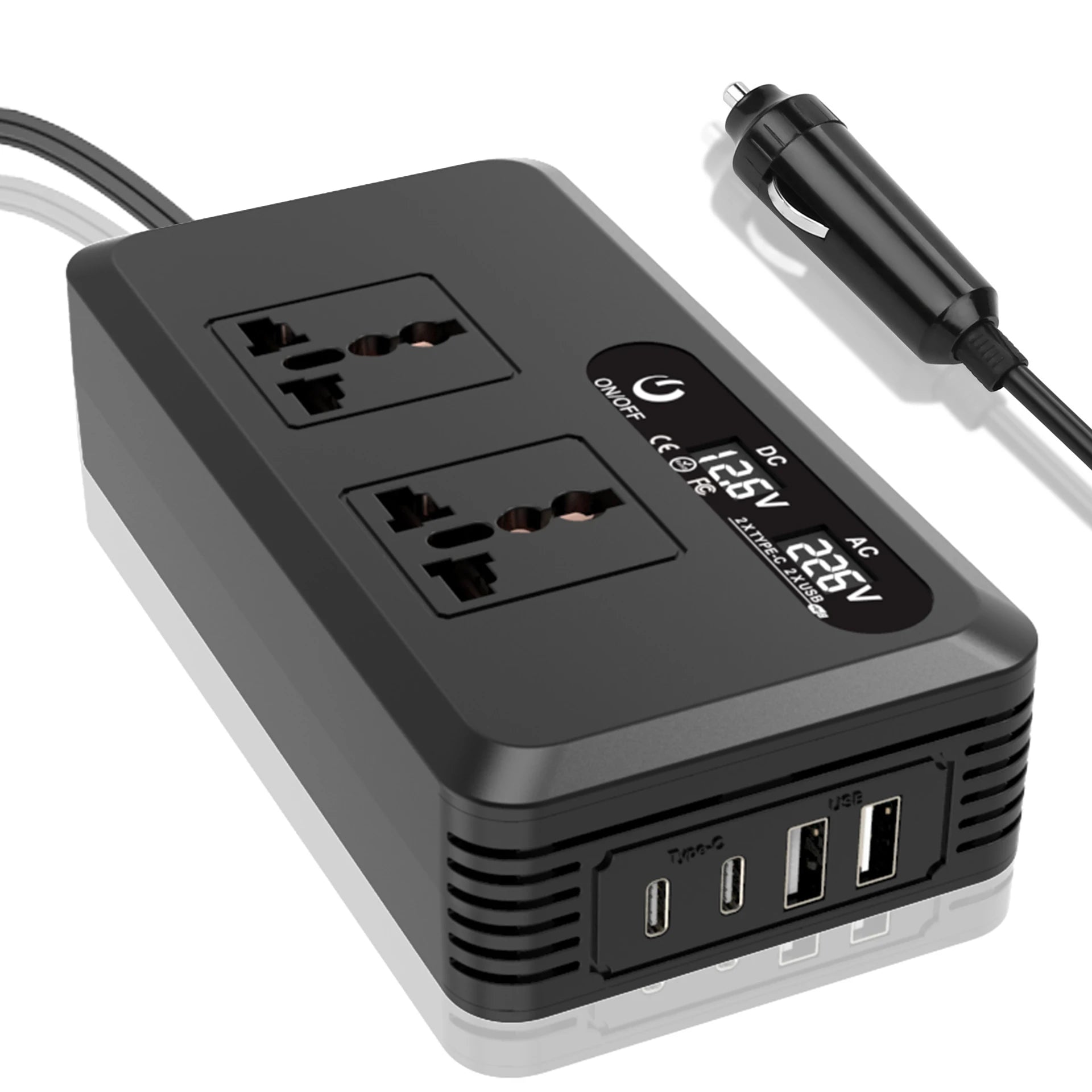 200W Power Inverter Car Mounted Inverter USB Voltage Transformer Portable DC 12V To AC 110V/220V Conversion USB Battery Clip