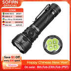 Sofirn SR15 Flashlight 4500LM SFT25R Powerful LED Light 21700 USB C Rechargeable 5V/3A Charge and Discharge Torch