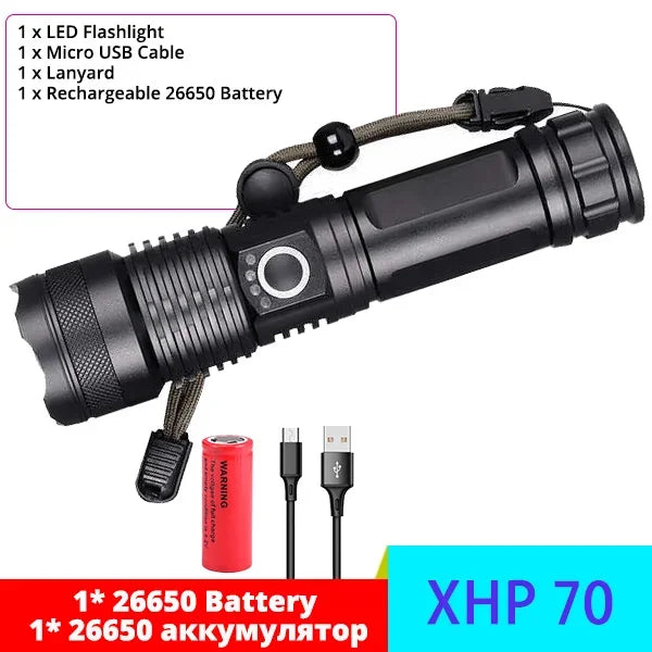 Super XHP120 Powerful Led Flashlight XHP90 High Power Torch Light Rechargeable Tactical Flashlight 18650 TYPE-C Camping Lamp
