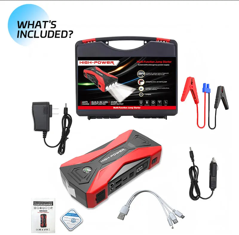 12V 60000mAh Car Jump Starter Digital Display Emergency Power Supply Portable Emergency Starter Car Battery Booster Power Bank