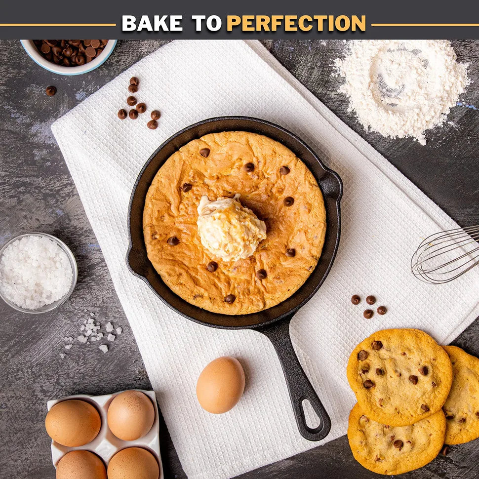 10" Pre-Seasoned Cast Iron Skillet With Pouring Lip For Cooking Bake Cake Barbecue Non-Stick Pan Heavy Duty Frying Pan Oven Safe