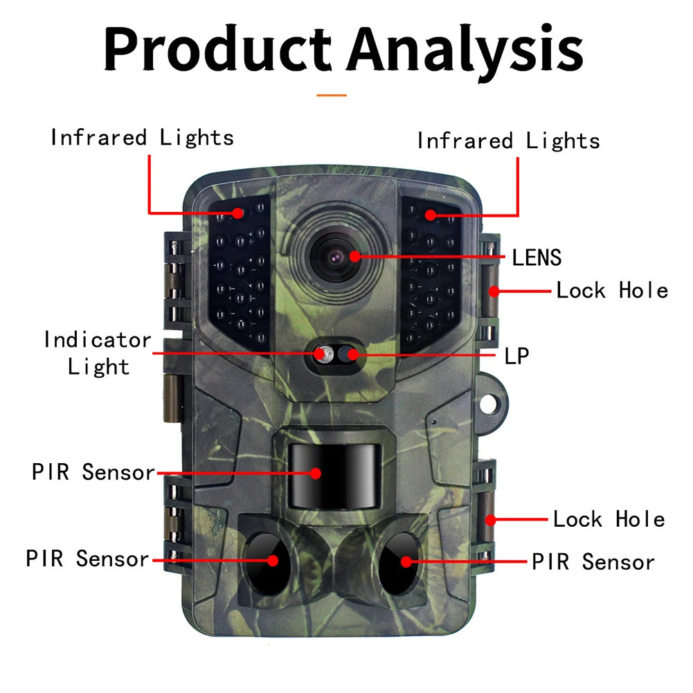 Outdoor Trail Camera 20MP 1080P HD Hunting IP66 Waterproof Infrared Night Vision Motion Activated Surveillance Trap Camera