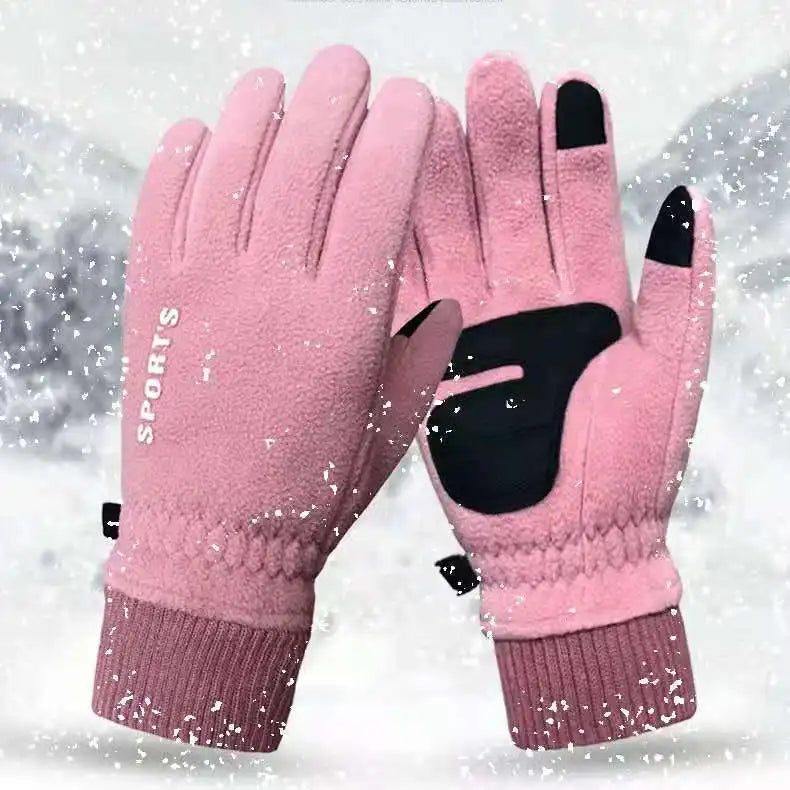 Winter Men's Gloves Polar Fleece Thick Warm Women Cycling Sports Driving Waterproof Non-Slip Touch Screen Motorcycle Gloves