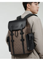 Septwolves Fashion Design Printed Leather Backpack Man Large Flip Cover Business Print Travel Laptop Bags Big Monogram Bagpack