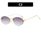 Rimless Retro Oval Sunglasses Cat Eye Sun Glasses Frameless F Letter UV400 Punk Sunglass Men Shade Driving Eyewear Gafas De Sol