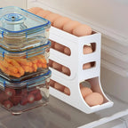 4 Tiers Egg Holder for Fridge， Automatic Egg Rolling Rack, 30 Eggs Storage Rack, Egg Distributor for Refrigerator, Egg Storage