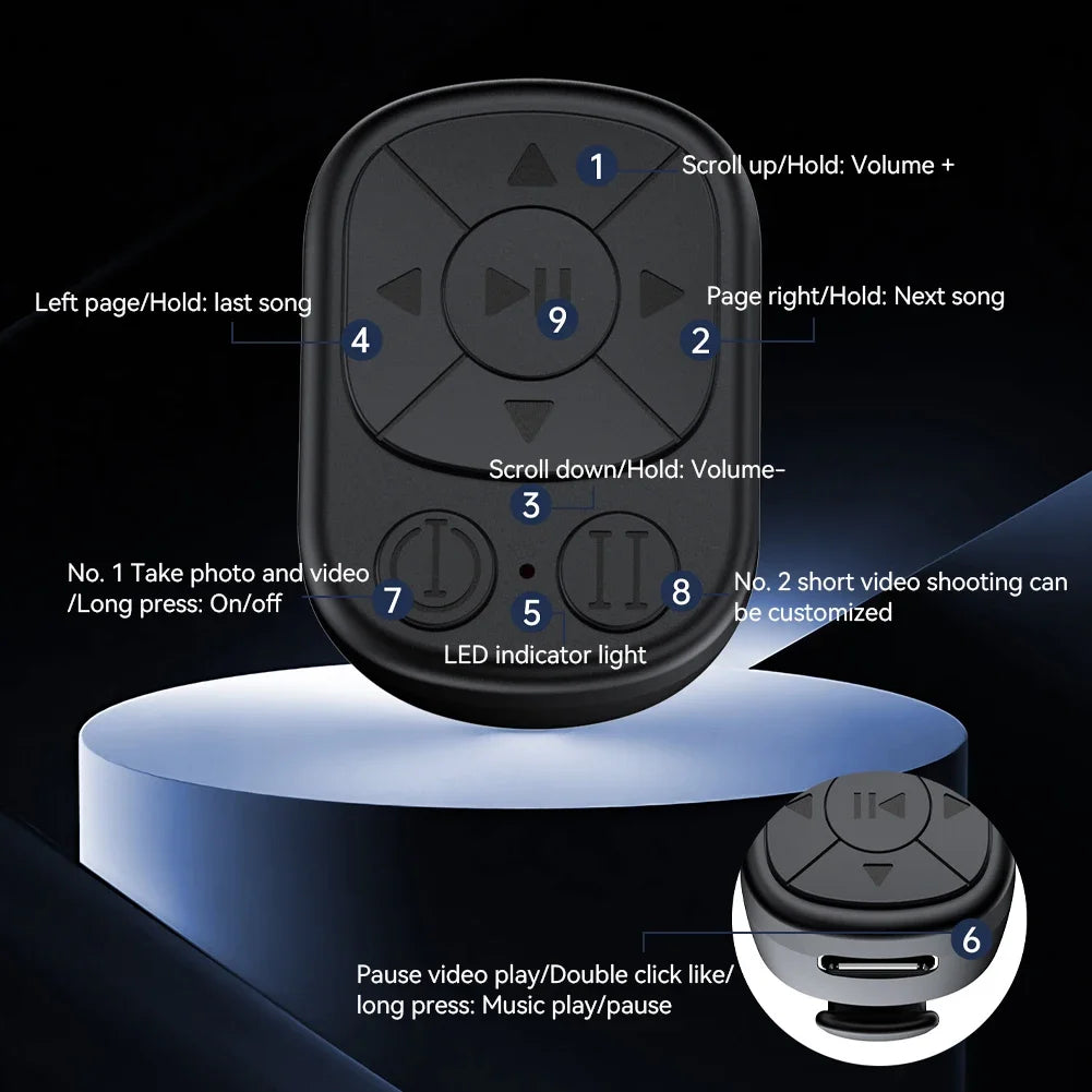 Smart Fingertip Ring Blutooth 5.3 Remote Control Mouse Wireless Mobile Selfie Mice Selfie Video Automatic Page Turner Browsing