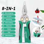 Multifunctional Wire Stripper Electrician Pliers 8-in-1 Stainless Steel Needle-nose Pliers with Electrical Measurement Hand Tool