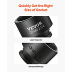 VEVOR 1/4, 3/8 & 1/2 Inch Drive Impact Socket Set, 210-Piece Full Metric/Standard with Extensions & Universal Joint, 3 Cases