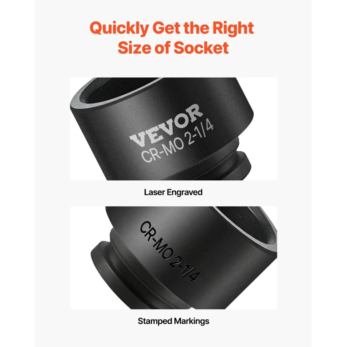 VEVOR 1/4, 3/8 & 1/2 Inch Drive Impact Socket Set, 210-Piece Full Metric/Standard with Extensions & Universal Joint, 3 Cases