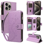 Embossed Zipper Leather Case for Samsung GalaxyS25Ultra S24 S23 S22 S21 S20 S10 S9 S8 Plus FE M33 NOTE10 Series Wallet Cover