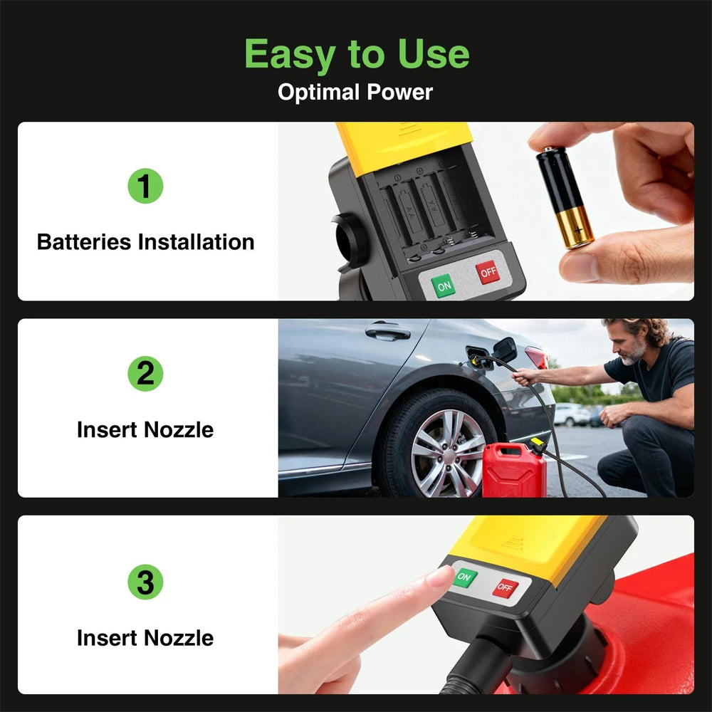 Taskstar Electric Fuel Transfer Oil Pump Electric Suction Fuel Pump Auto-stop Sensor Leak Protection 51"Hose Gasoline Diesel