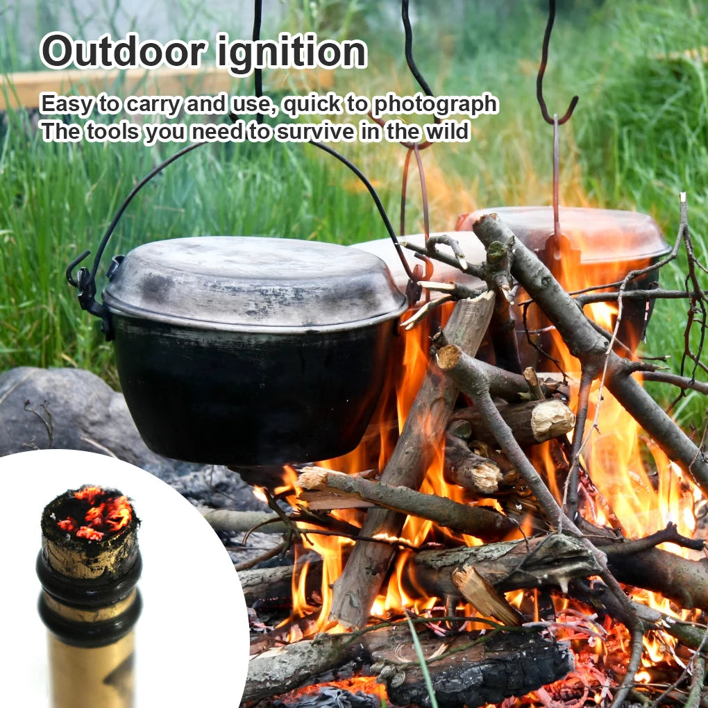 Brass Fire Piston Outdoor Survival Emergency Tool Aluminium Fire Piston with Char Cloth Campers Survival Preppers Fires Tube
