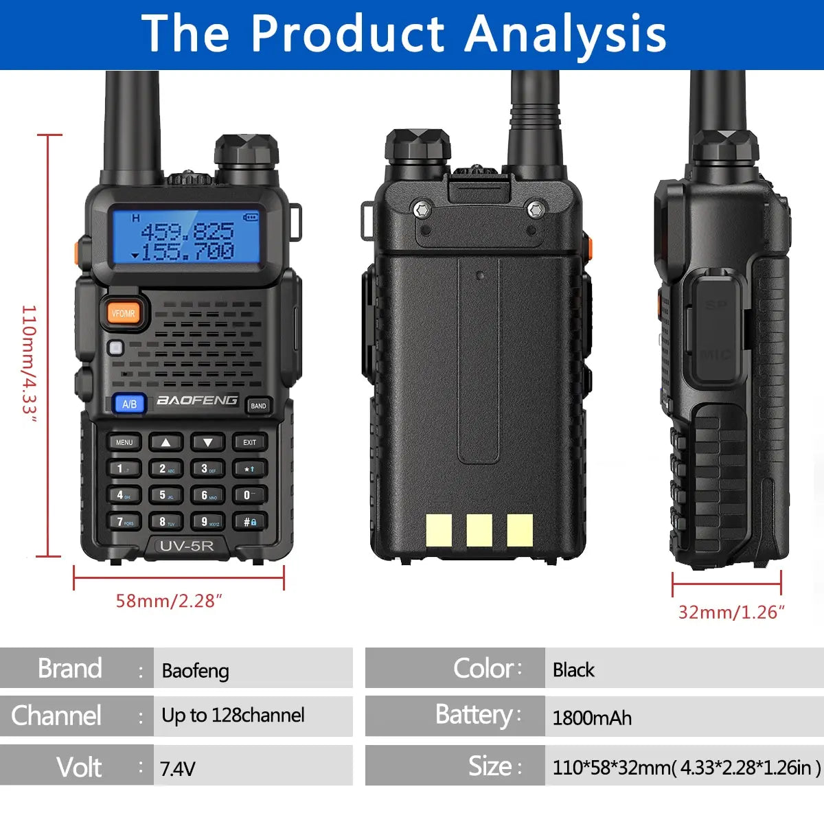 1/2PCS Baofeng UV 5R 5W 8W Walkie Talkie Ham CB Radio Long Range Dual Band VHF UHF FM Transceiver Two Way Radio UV5R K5 Plus