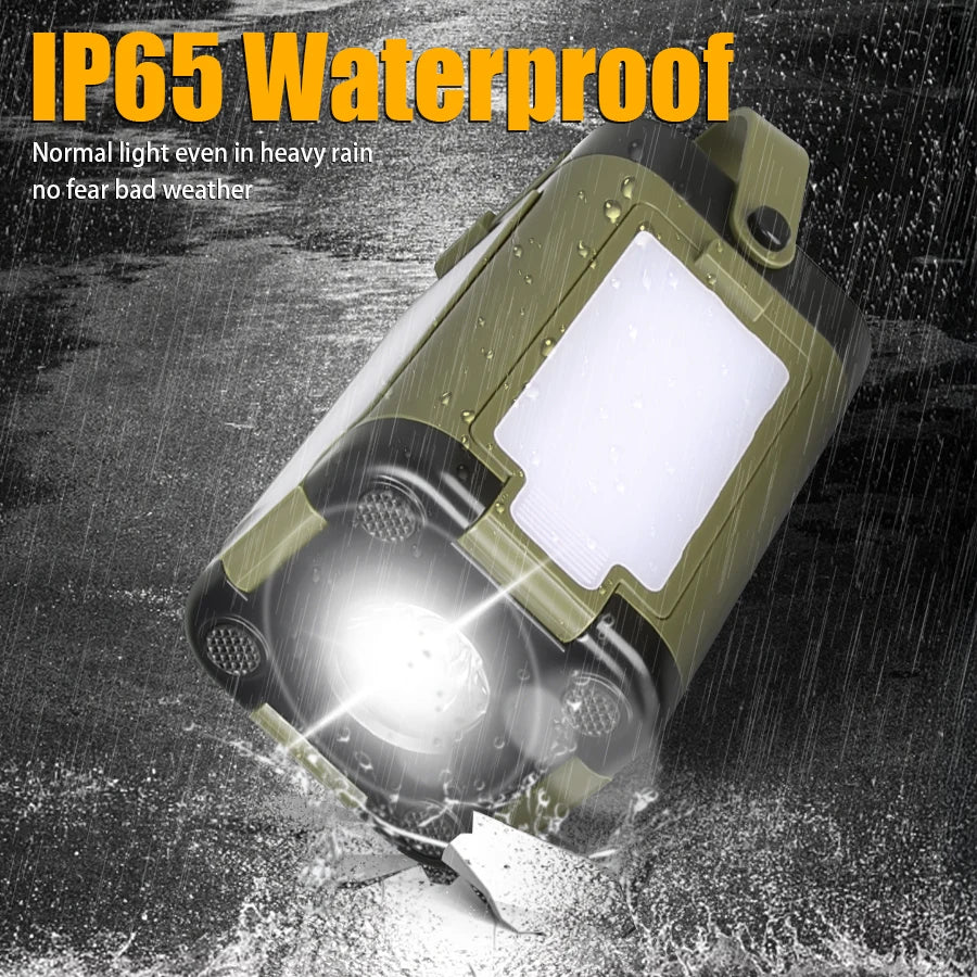 Solar Rechargeable LED Camping Lamp 4 Leaf Foldable Tent Lamp Warm Fire Atmosphere Lamp Outdoor Emergency Lighting Torch Lantern