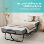 Folding Bed with Mattress for Adults, Portable Cot-Size Rollaway Bed, Metal Frame Foldable Guest Bed with Memory Foam Mattress