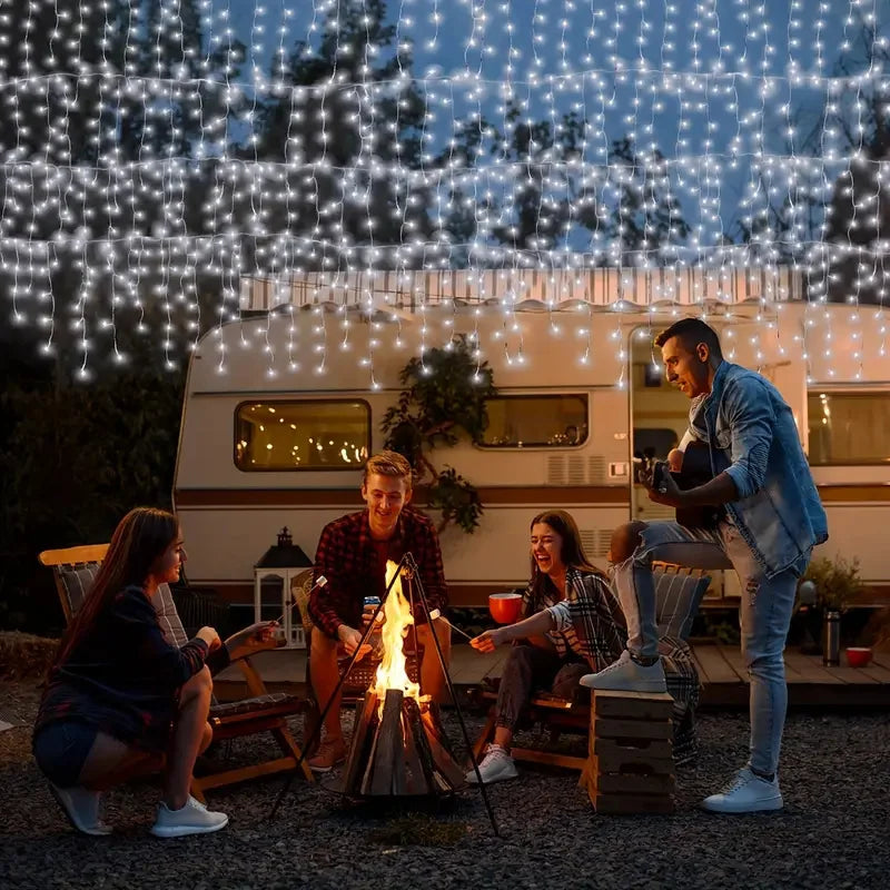 Solar LED Eaves Icicle String Lights 8 Lighting Modes Outdoor Waterproof Christmas Decorations Fairy Lights for Yard Garden