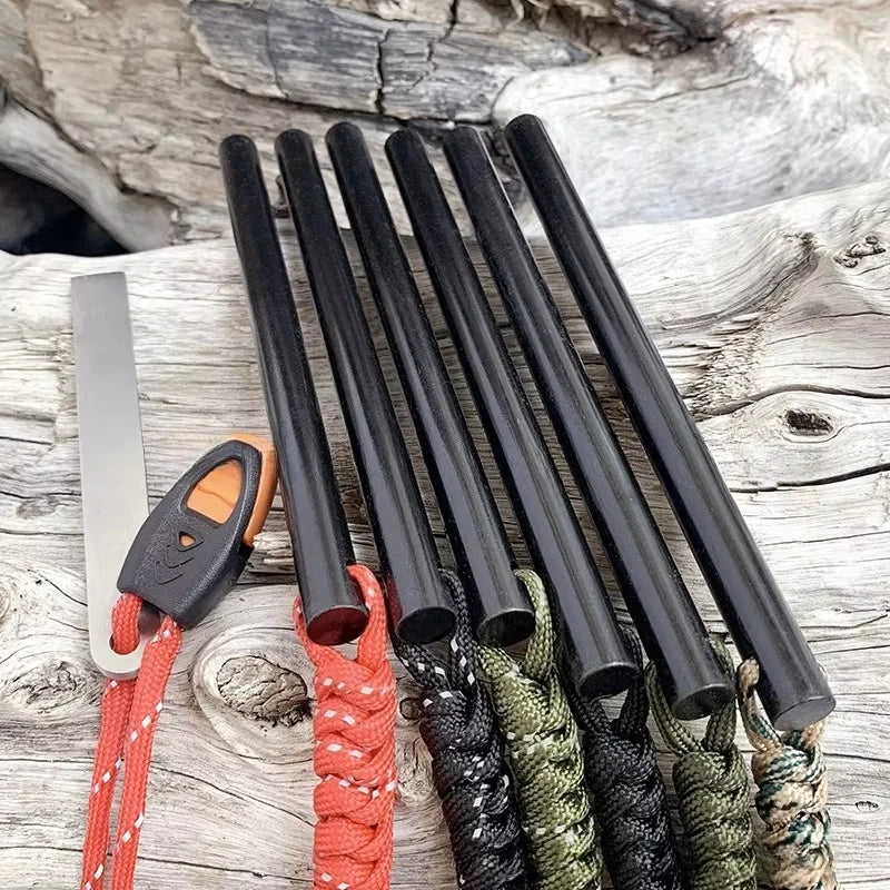 10*150mm Outdoor Flint Magnesium Rod with White Steel Scraper Whistle Camping Gnition Flint Rod EDC Survival Fire Starting Tool