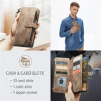 Flip Leather Phone Case For Samsung Galaxy S25 Edge S24 Ultra S23 FE S22 S21 S20 Plus Note 20 A16 A56 Zipper Wallet Card Cover