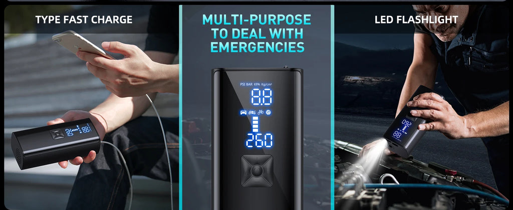 Car Air Compressor Super Fast Electric Tyre Inflator Pump With LED Lamp For Motorcycle Bicycle Tire Portable Inflatable Pump