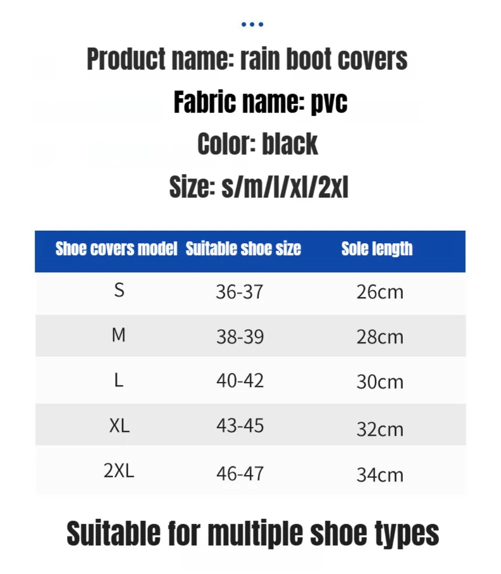 1Pair High Top Waterproof Shoe Covers Black Anti-Slip Reusable for Motorcycle Cycling Bike Men Women Overshoes PVC Protectors