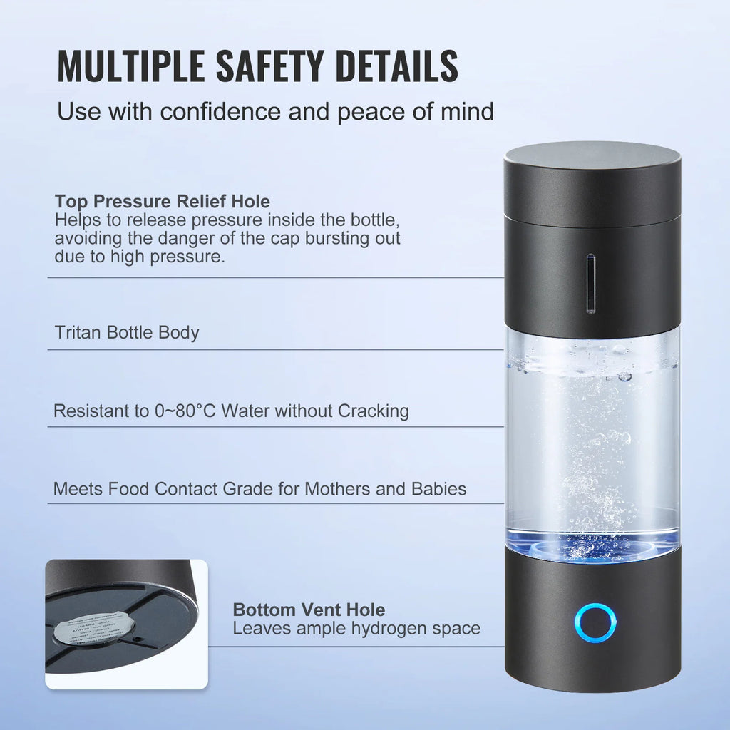 SucceBuy Hydrogen Water Bottle Generator 230 ml/8.1 oz Capacity Portable Hydrogen Water Maker SPE Technology Hydrogen Rich Water