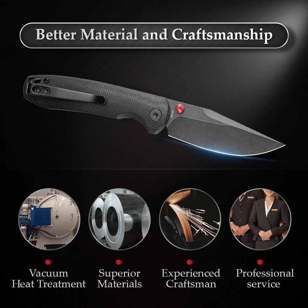 TRIVISA High Quality Folding Pocket Knife with Clip14C28 Blade Micarta Copper Handle Hunting Camping Tactical Outdoor Multi-tool