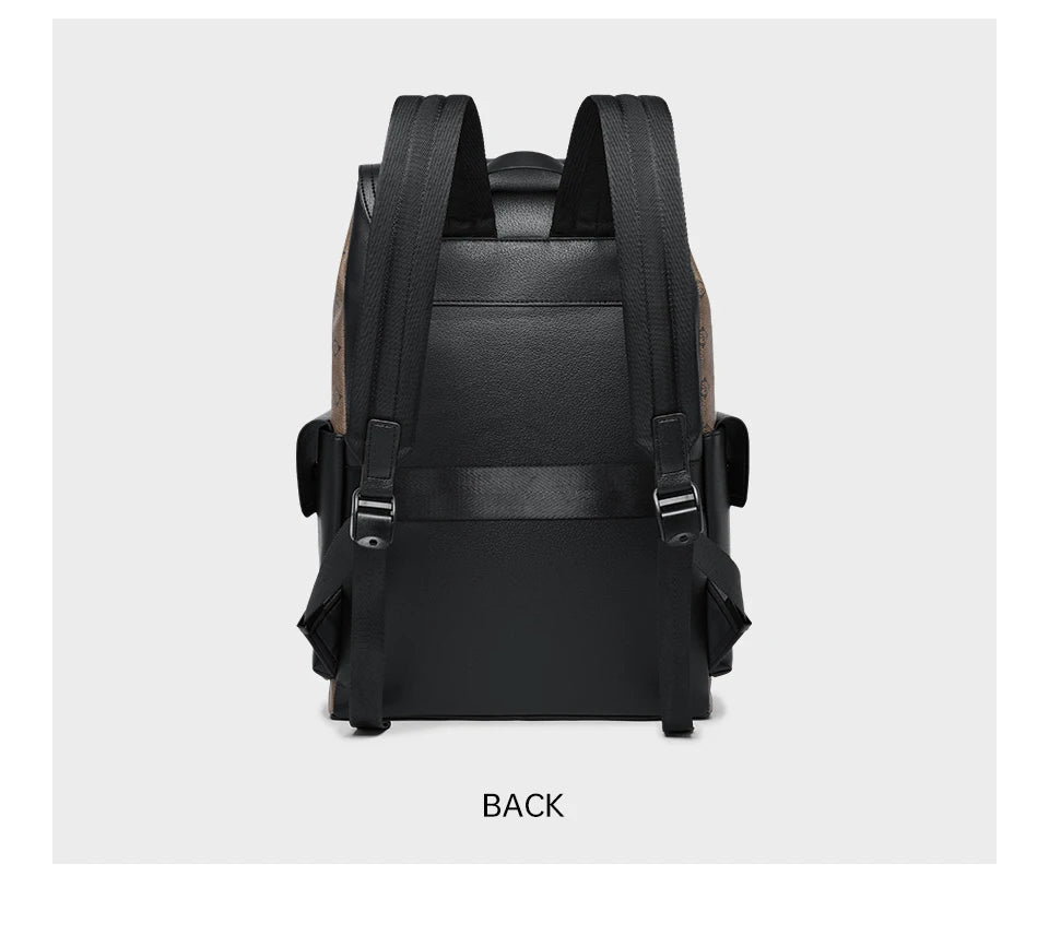 Septwolves Fashion Design Printed Leather Backpack Man Large Flip Cover Business Print Travel Laptop Bags Big Monogram Bagpack