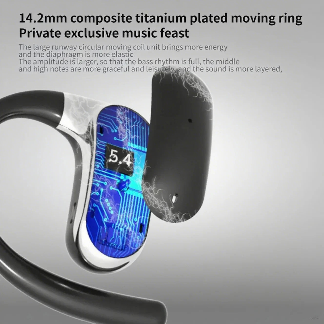 60H Long Endurance Over-Ear Wireless Bluetooth5.4 OWS Ear Hook Headphones with Long Battery Life for Business