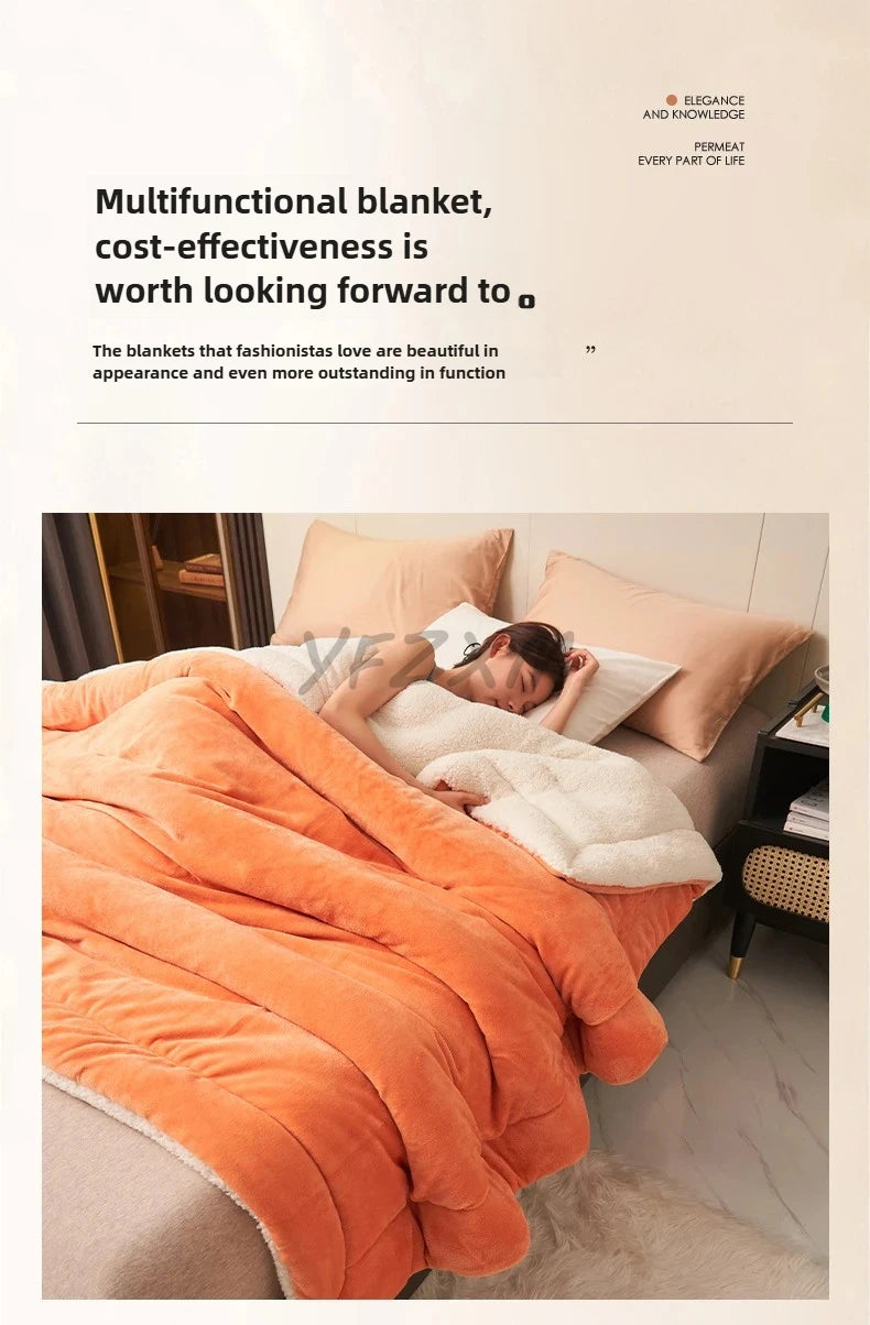 Super Soft Imitation Lambswool Blanket Autumn Winter Double Queen Blankets High Quality Comfortable Milk Fleece Sofa Blanket