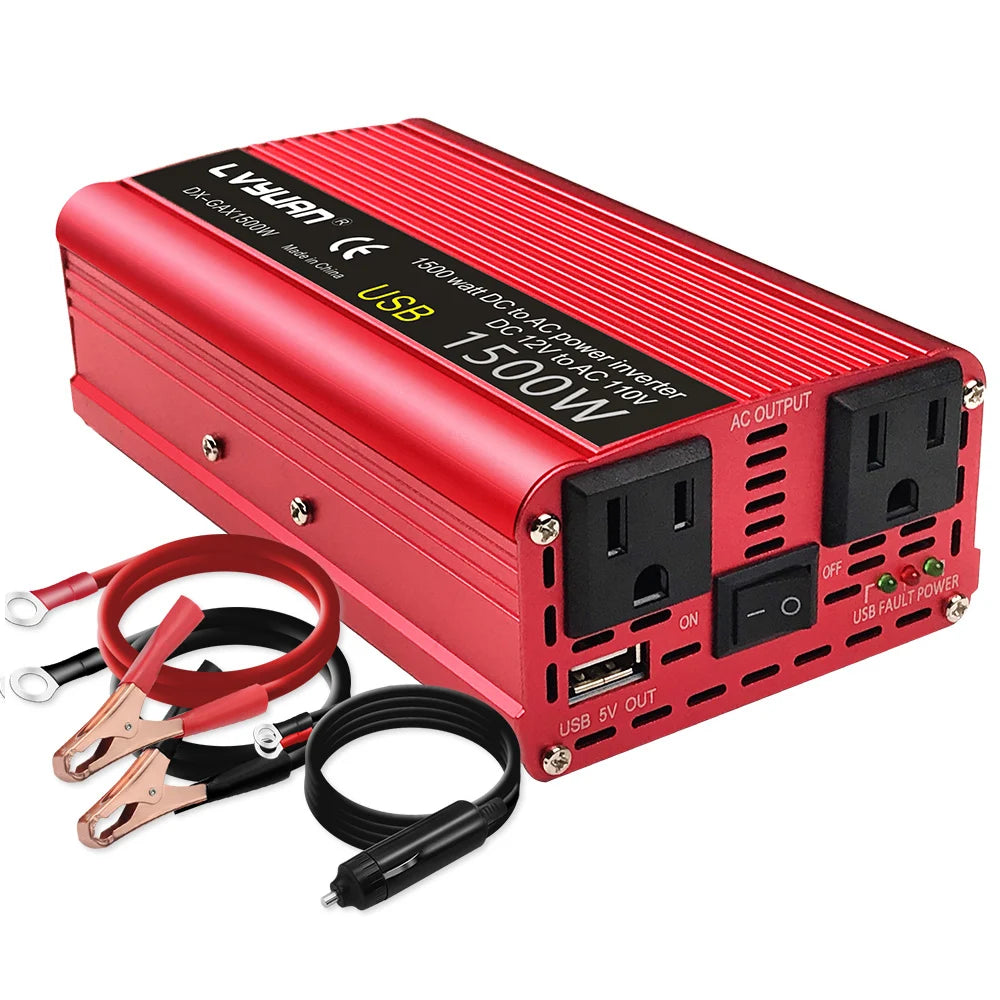 1500W/2000W/2600W Car Inverter DC12V AC110V Power Inversor Portable Outdoor Charger Adapter For Phone/Laptop/Camera US Socket