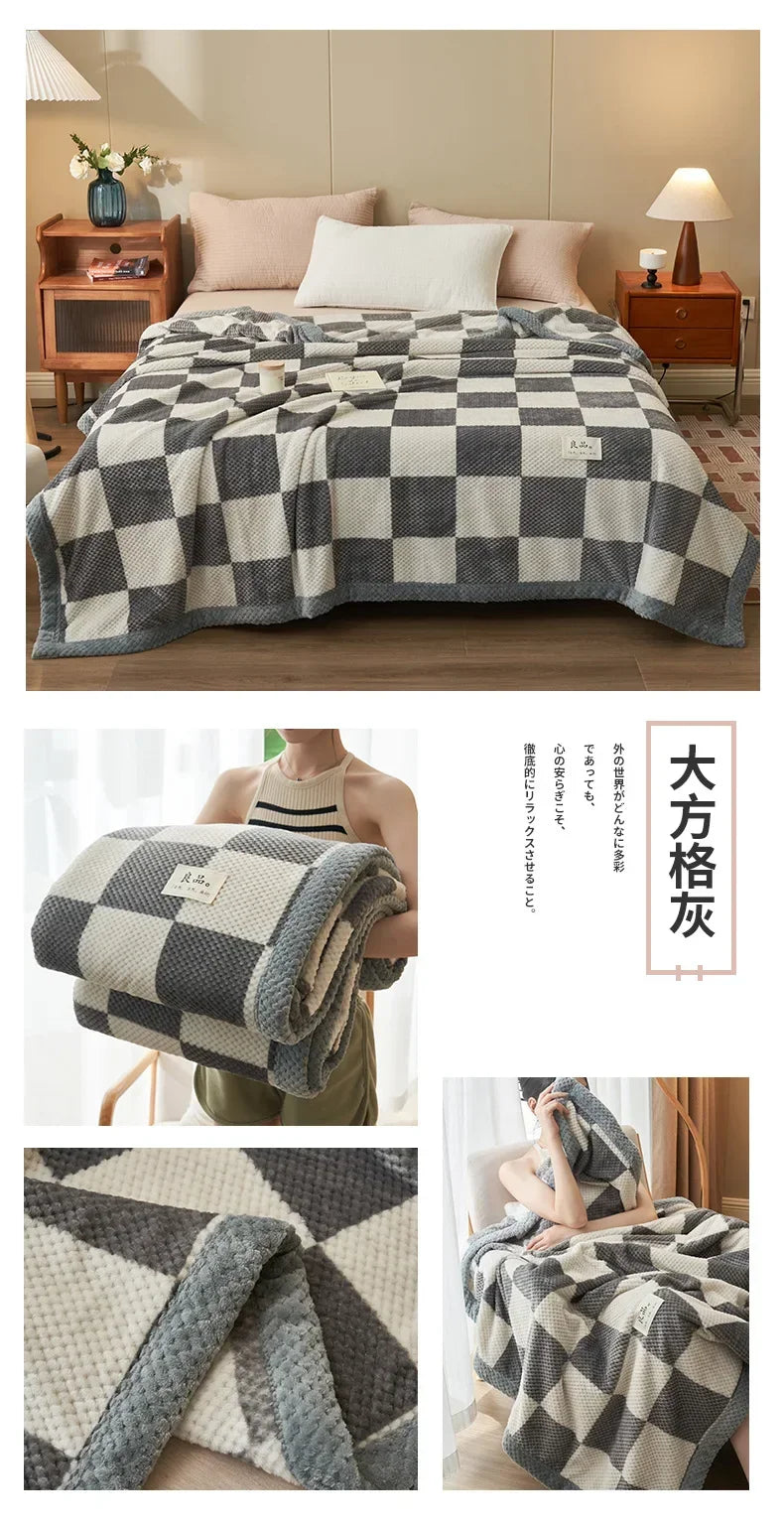 Knit Blanket Throw Soft Chenille Yarn Knitted Blanket Machine Washable Crochet Handmade Knit Throw Blanket for Couch Bed