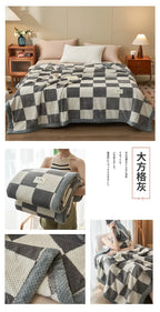 Knit Blanket Throw Soft Chenille Yarn Knitted Blanket Machine Washable Crochet Handmade Knit Throw Blanket for Couch Bed