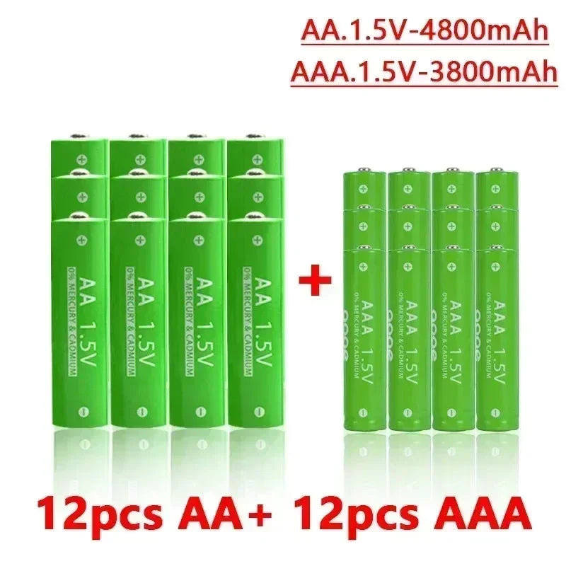 1.5V Rechargeable AA AAA 4.8-3.8Ah Battery For Torch Toys Clock MP3 Player Replace Ni-Mh Battery Delivery within 15-25 days