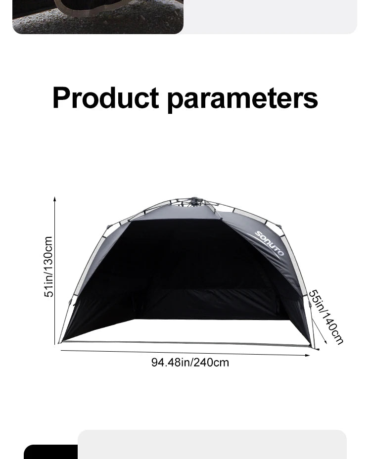 Sonuto Outdoor 3-4P One-Touch Camping Tent Quick Automatic Opening Beach Fishing Tent Family Travel Picnic Park Anti-UV Shade