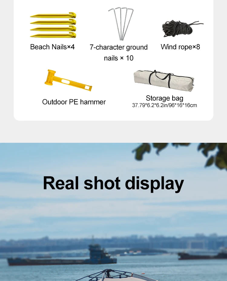 Sonuto Outdoor 3-4P One-Touch Camping Tent Quick Automatic Opening Beach Fishing Tent Family Travel Picnic Park Anti-UV Shade