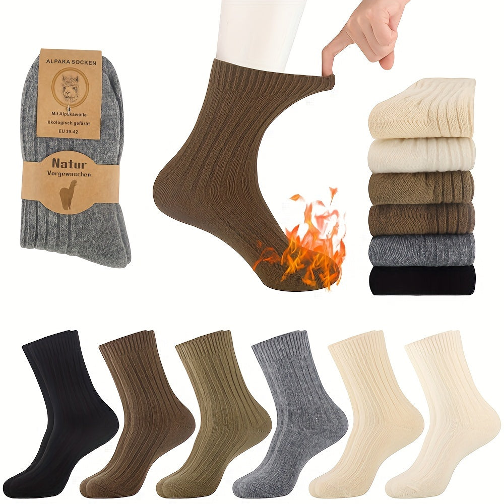6 Pairs Unisex Alpaca Socks Women Men Wool Socks For Women Thermal Socks Winter Socks Warm Socks Cozy Socks Thick Socks Men Socket Set Boot Socks Birthday Gifts For Women Men