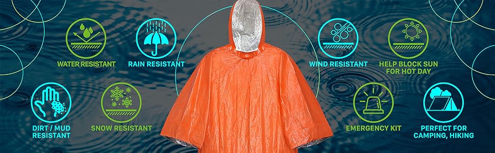 Emergency Waterproof Raincoat Aluminum Film Disposable Poncho Warm Thermal Rainwear Blankets Survival Tools Camping Equipment