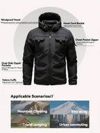 Men's 2pcs Fleece-Lined Hooded Jacket & Pants Set - Windproof Softshell Winter Clothing, Full-Zip Mummy-Like Zipper, Multi-Pocket Shell (Grey/Black) for Skiing, Hiking, Snow Sports - Thermal Outfit, Mens Clothes, Workwear For