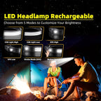 3pcs Rechargeable Headlamp + 6 Hooks Set, 230° Wide Beam Head Lamp, Motion Sensor COB&LED Headlamp Rechargeable, 5 Mode Headlamps For Adults, Bright Head Lights For Forehead, Hard Hat Headlight, Headband Flashlight For Work,