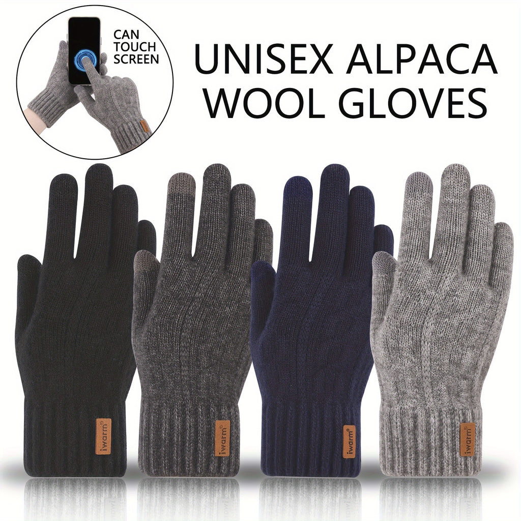 Unisex Alpaca Gloves - Warm, Touchscreen Compatible, Ideal for Winter, Office, Travel, Cycling - Machine Washable, Professional Dry Clean, Office Gloves | Stylish Gloves | Soft Gloves