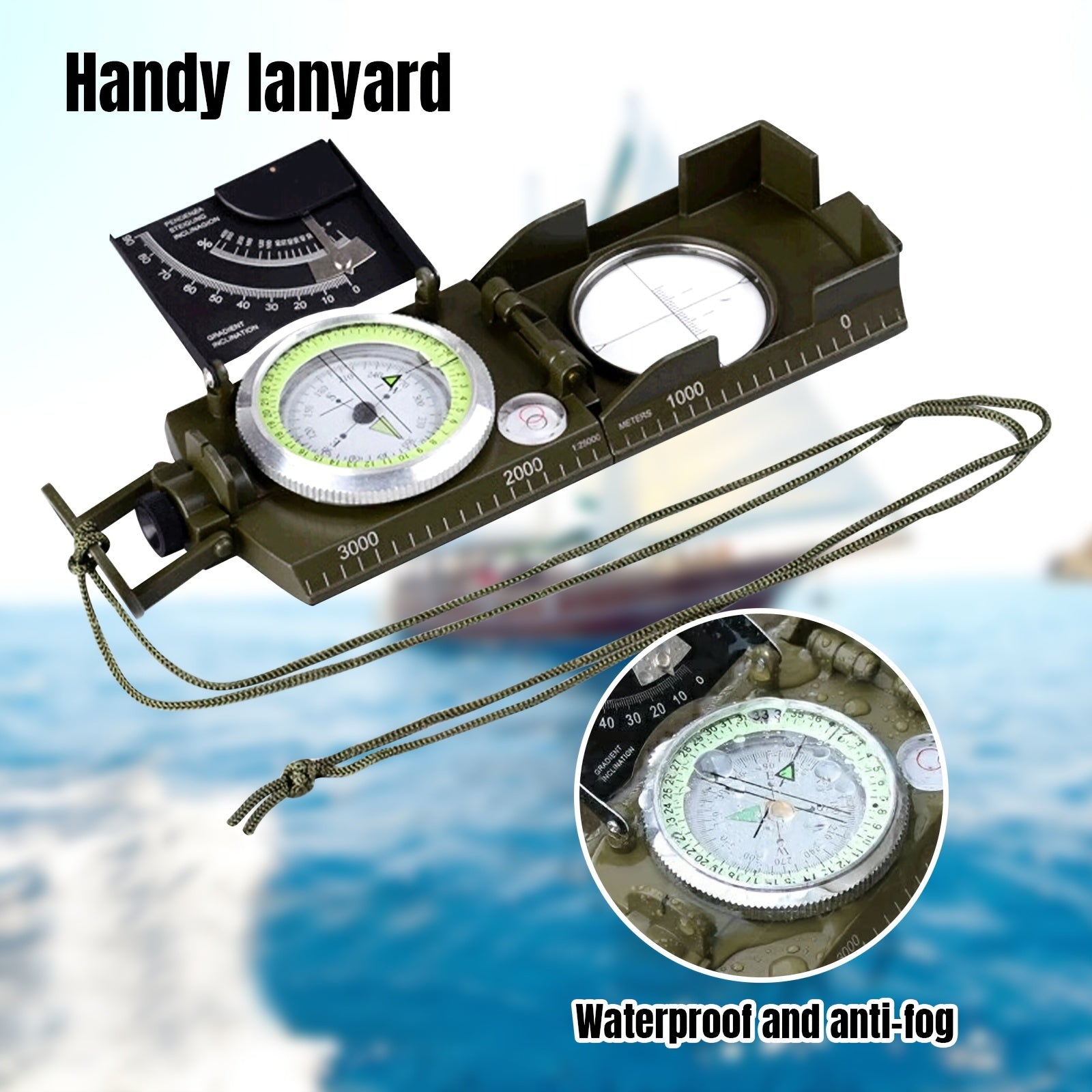 Multifunctional Luminous Dial Waterproof Anti-fog Accurate Compass For Hiking Camp