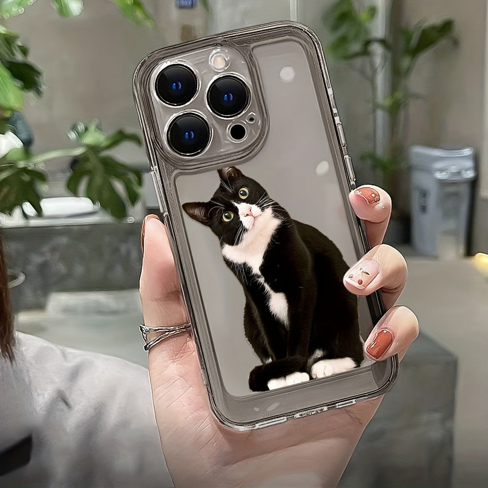 iPhone Black Cat Transparent Case: TPU, Scratch-Resistant, Wireless Charging Compatible, Full Camera Protection