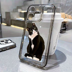 iPhone Black Cat Transparent Case: TPU, Scratch-Resistant, Wireless Charging Compatible, Full Camera Protection