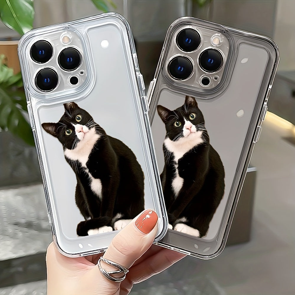 iPhone Black Cat Transparent Case: TPU, Scratch-Resistant, Wireless Charging Compatible, Full Camera Protection