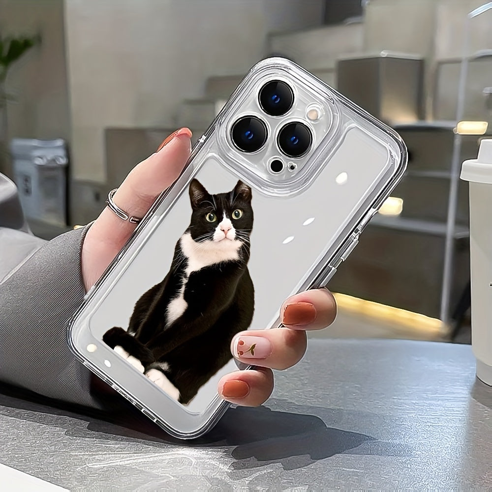 iPhone Black Cat Transparent Case: TPU, Scratch-Resistant, Wireless Charging Compatible, Full Camera Protection