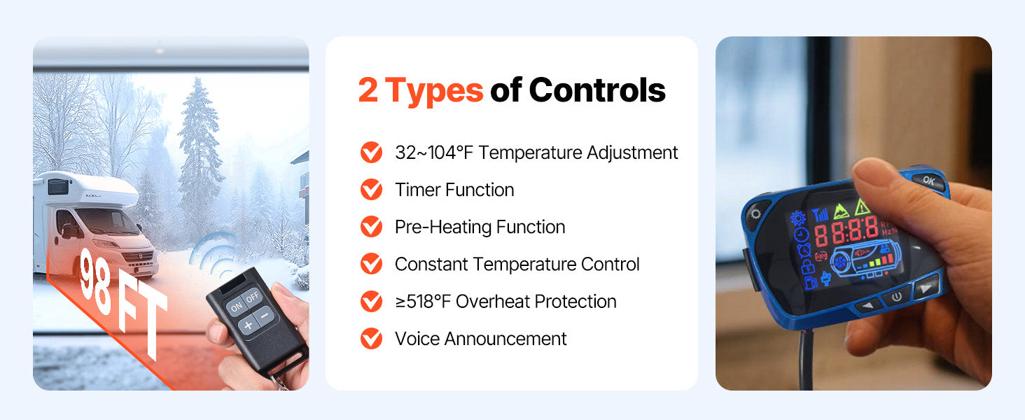 SucceBuy 8KW Diesel Air Heater DC12-24V Diesel Parking Heater with Remote Control, Pre-Heating Function, for RV, Truck, Camper