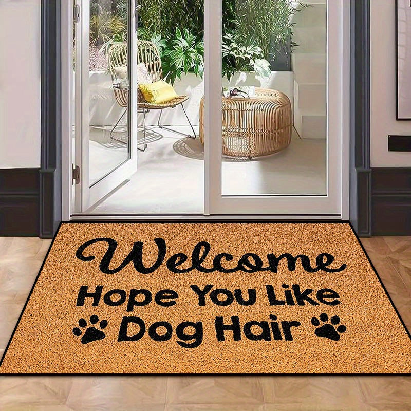 Non-Slip, Quick-Dry Dog Lover Doormat "Welcome Like You Hair" - 1pc, Absorbent, Dirt-Resistant, Rectangular Welcome Mat for Indoor/Outdoor Use, 16x24in/20x31.5in, TPR & Polyester, Hand Wash Only