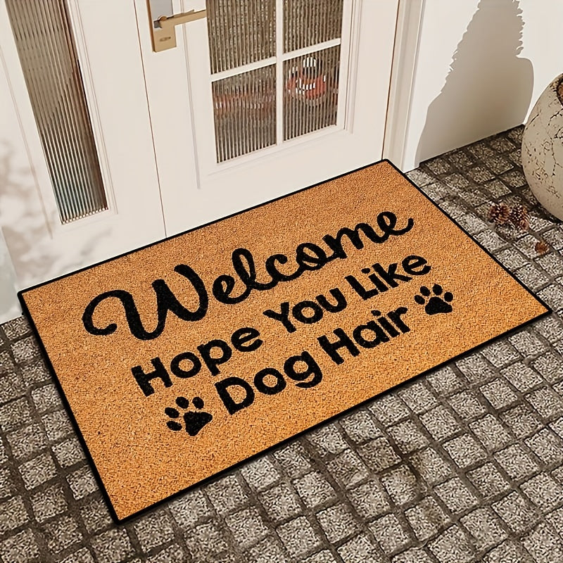 Non-Slip, Quick-Dry Dog Lover Doormat "Welcome Like You Hair" - 1pc, Absorbent, Dirt-Resistant, Rectangular Welcome Mat for Indoor/Outdoor Use, 16x24in/20x31.5in, TPR & Polyester, Hand Wash Only