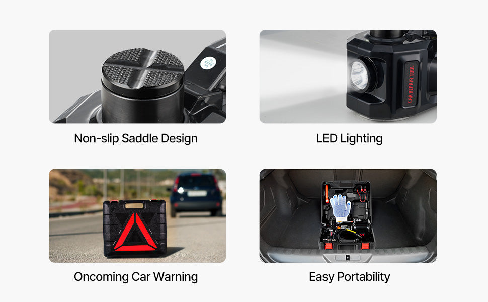 SucceBuy 5T Electric Car Jack Electric Scissor Jack 12V Tire Changer with Electric Impact Wrench & LED Light for Sedan SUV Truck